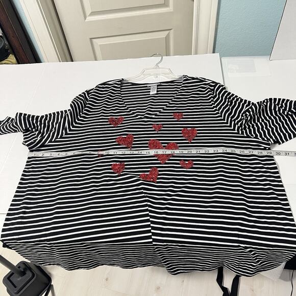 Catherines 4XL Plus Size Top Tunic Striped Heart Sequin Embellished Comfy Casual - Picture 8 of 11